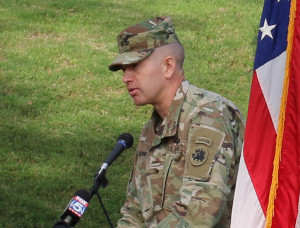 Brig. Gen. Jarrard, Georgia’s Adjutant General, addresses the audience during the Memorial Day Observance Ceremony. Georgia State Defense Force photo by Capt. Timchenko | Released
